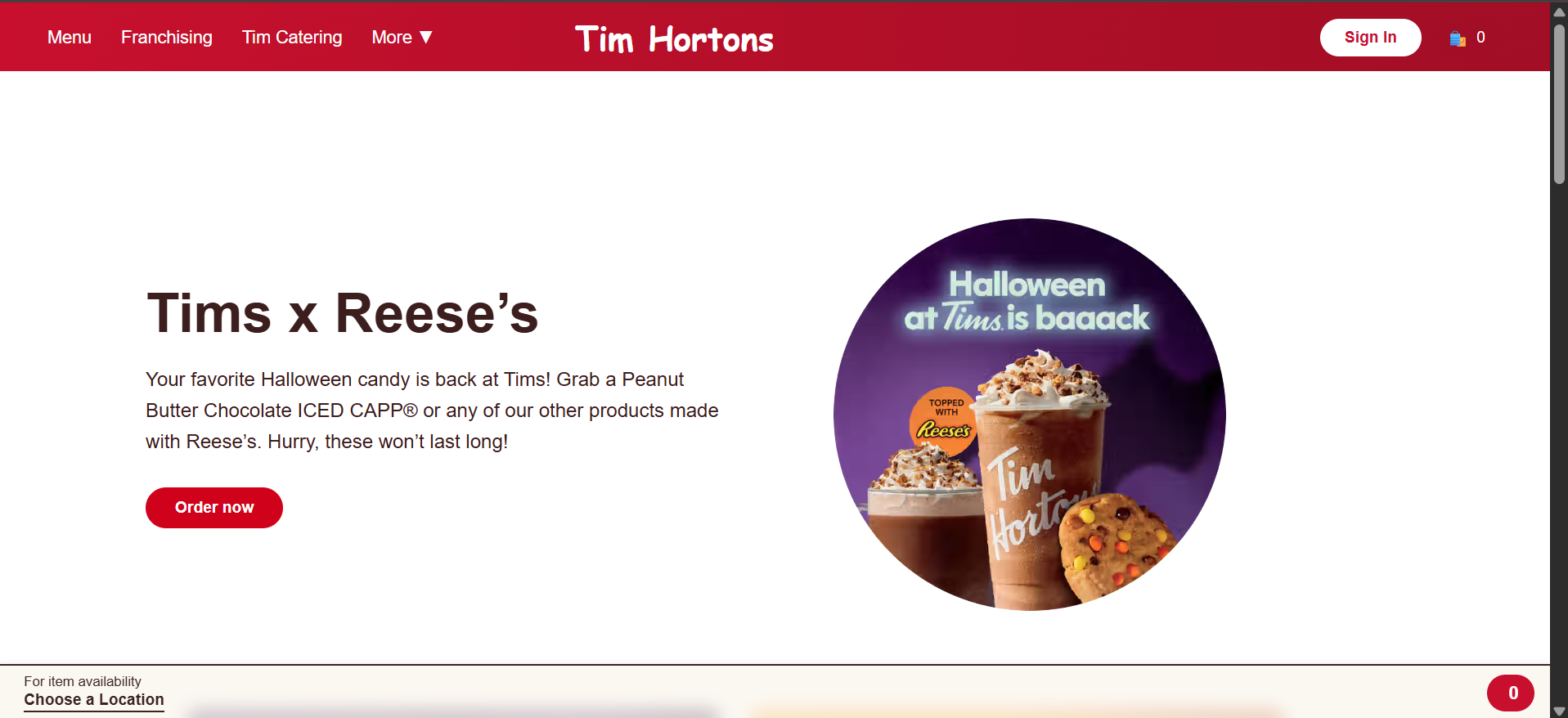 Tim Hortons Homepage
